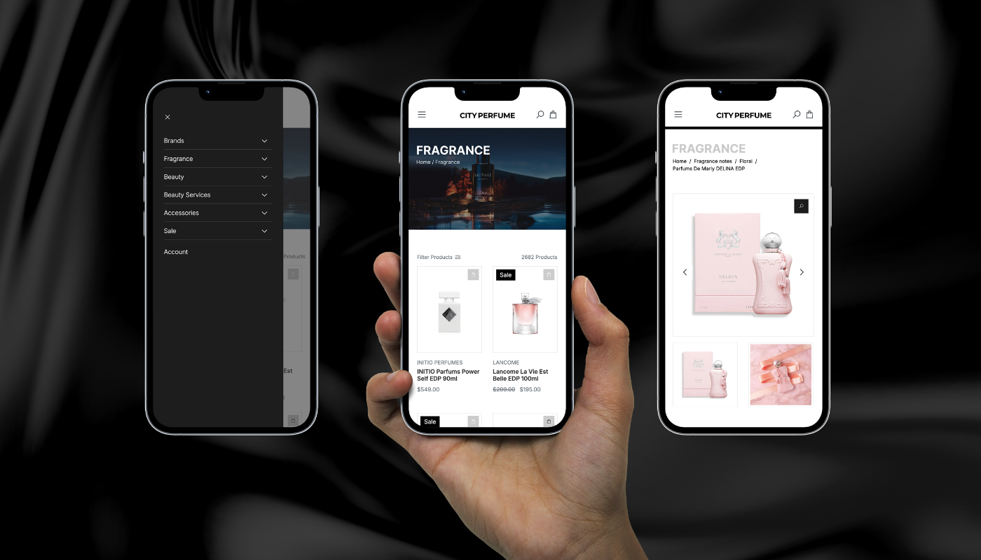 Show case the City Perfume site from mobile