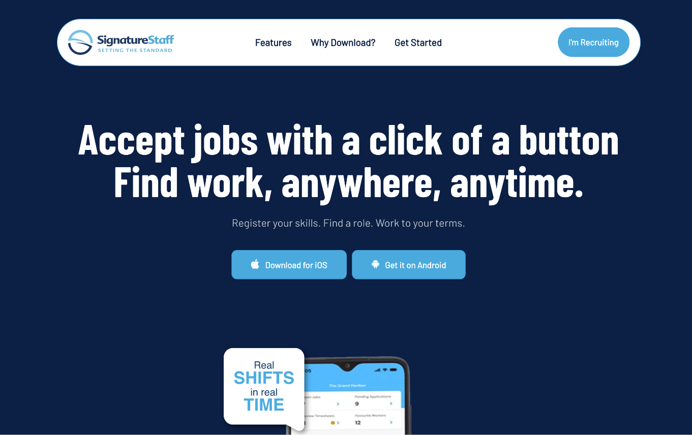 Signature Staff website preview